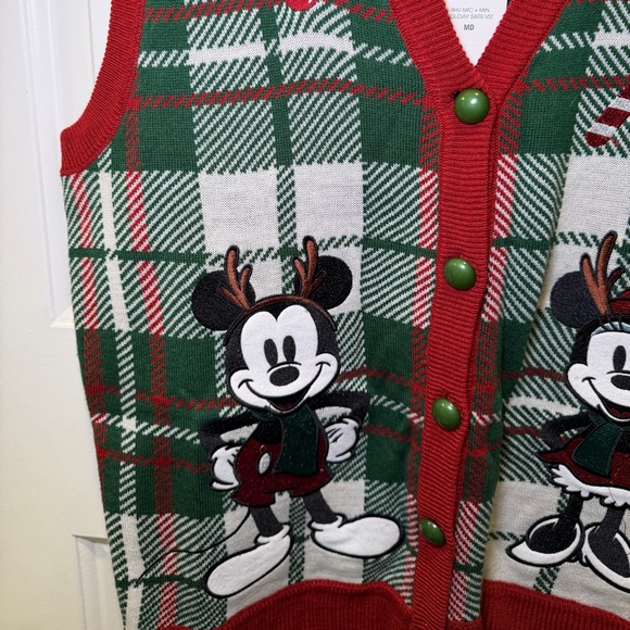 NWT Her Universe Disney Mickey and Minnie Mouse Embroidered Holiday Sweater Vest - Picture 2 of 16